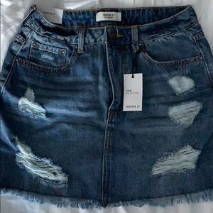 Forever 21 Distressed Jean Skirt